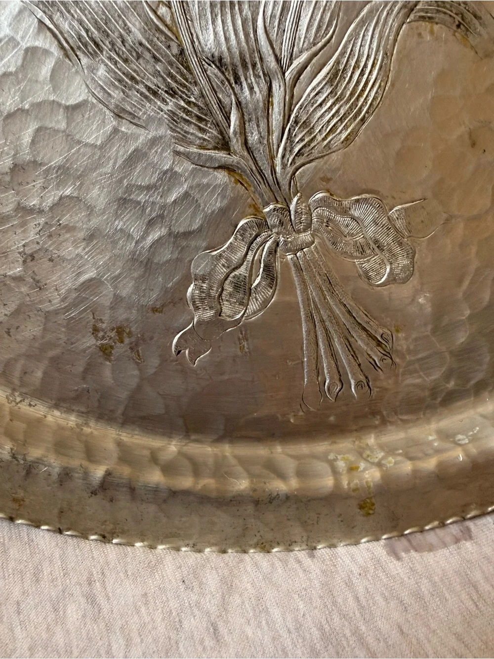 Rodney Kent Hand-Wrought Aluminum Floral Round Tray with Handles